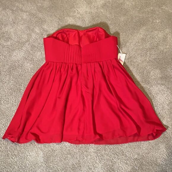 Women’s Burgundy Short Strapless Chiffon Party Prom Dress XXL NWT - Picture 6 of 9